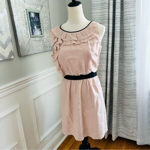 LOFT Light Pink Ruffle 100% Silk Mini Dress